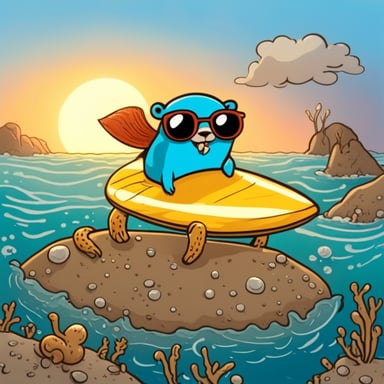 Go Blue Gopher surfing on top of a crab.
