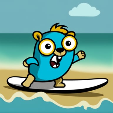 Go Blue Gopher surfing clipart.