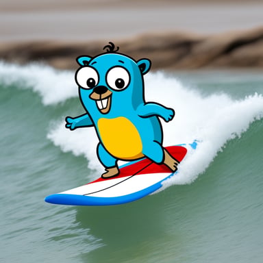 Go Blue Gopher surfing clipart.