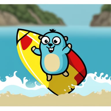 Go Blue Gopher surfing clipart.