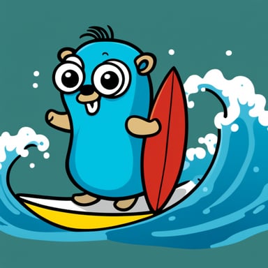 Go Blue Gopher surfing clipart.