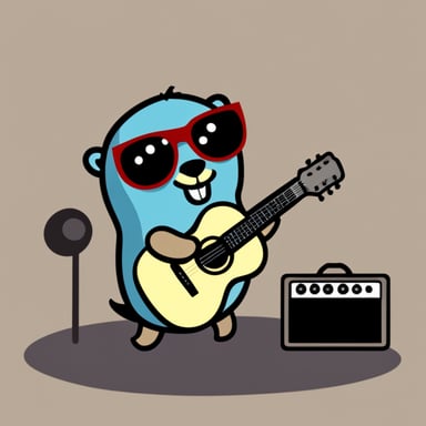 Go Blue Gopher playing guitar clipart