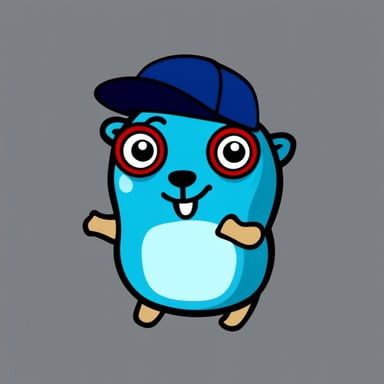 Go blue gopher switches the GPU, clipart.