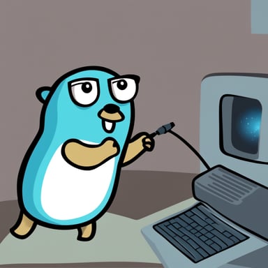 Go blue gopher switches the GPU, clipart.