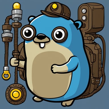 Go blue gopher switches the GPU, clipart.