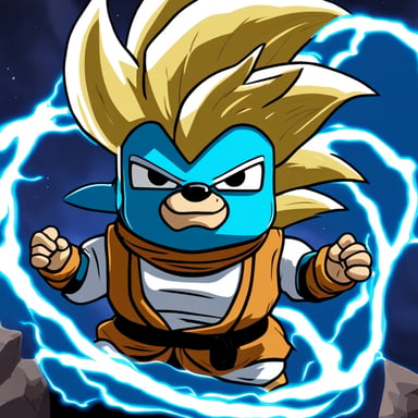 Go Blue Gopher as a Super Saiyan in Dragon Ball Z.