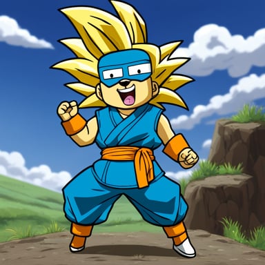Go Blue Gopher as a Super Saiyan in Dragon Ball Z.