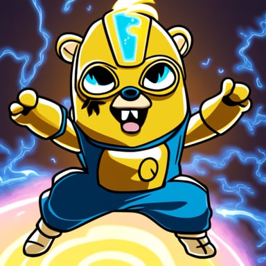 Go Blue Gopher as a Super Saiyan doing a Kamehameha.
