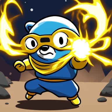 Go Blue Gopher as a Super Saiyan doing a Kamehameha.