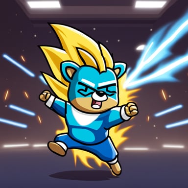 Go Blue Gopher as a Super Saiyan doing a Kamehameha.