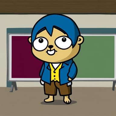 Go Blue Gopher as L in the Death Note anime solves mysteries with wit and intelligence.