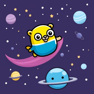 Go Blue Gopher floating in space.