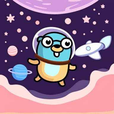 Go Blue Gopher floating in space.