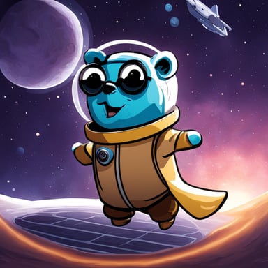 In a Star Trek spaceship, Go Blue Gopher embarks on an interstellar adventure.