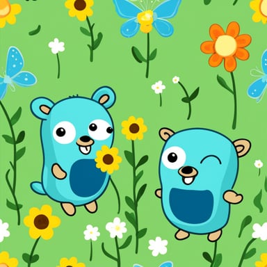 Go Blue Gopher with butterflies and spring flowers.