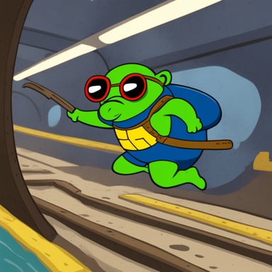 Go Blue Gopher goes diving in the sewer with mutant ninjas.