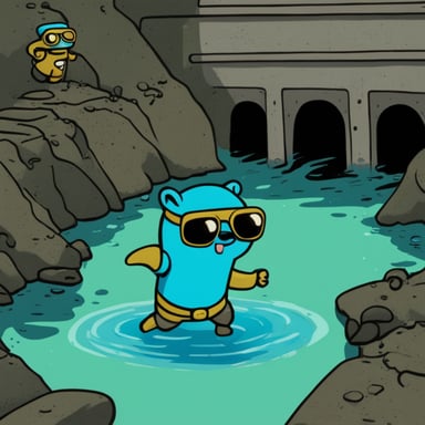 Go Blue Gopher goes diving in the sewer with mutant ninjas.