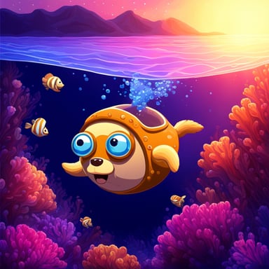 Go Blue Gopher diving in the open sea.