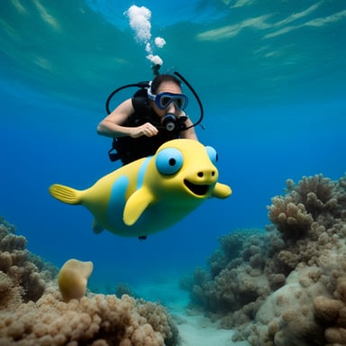 Go Blue Gopher diving in the open sea.
