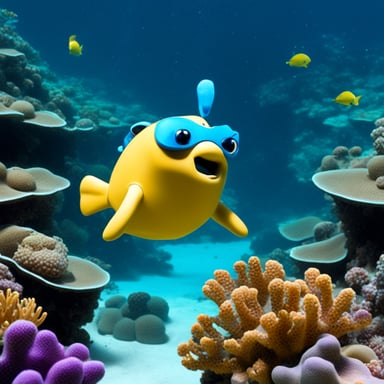 Go blue gopher diving in the corals.