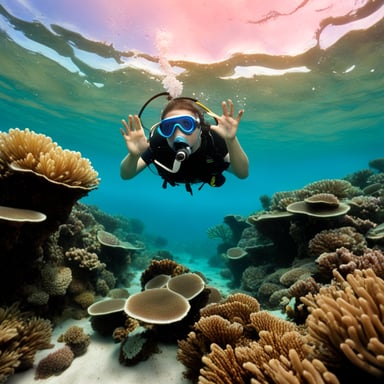 Go blue gopher diving in the corals.