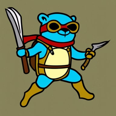 Go Blue Gopher as a Teenage Mutant Ninja Gopher. Good quality drawing.