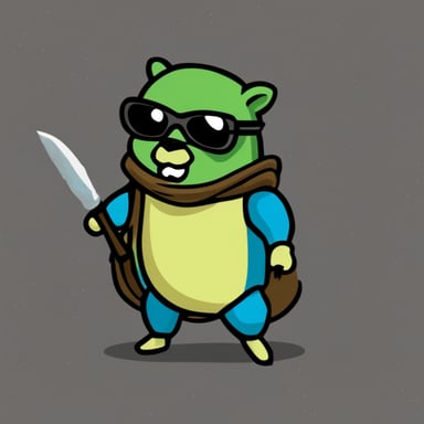 Go Blue Gopher as a Teenage Mutant Ninja Gopher. Good quality drawing.