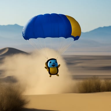 A Go Blue Gopher parachuting into the desert of Java.