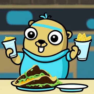 Go Blue Gopher eating tacos.