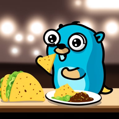 Go Blue Gopher eating tacos.