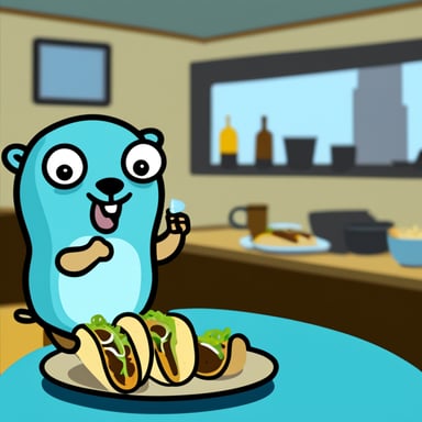 Go Blue Gopher eating tacos.