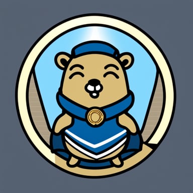 Saint Go Blue Gopher with a halo behind his head.