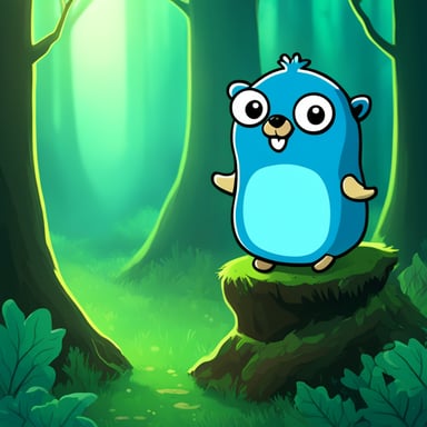 Go Blue Gopher as a deity in the forest with animals.