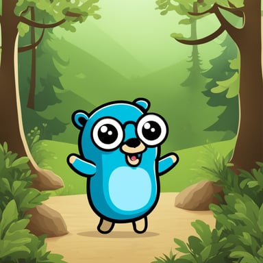 In the forest clipart, the Go Blue Gopher frolics among the trees, adding a playful touch to the scene.