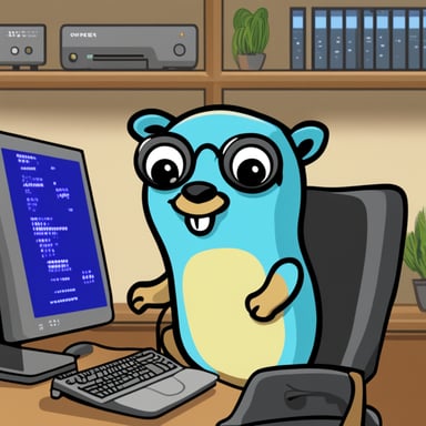 Go Blue Gopher programming a computer in computer networking.