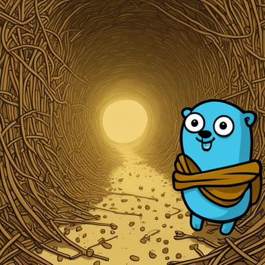 Go Blue Gopher found themselves in a tangled adventure within a maze of network nodes.