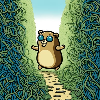 Inside a maze of entanglement, Go Blue Gopher finds a path to victory.