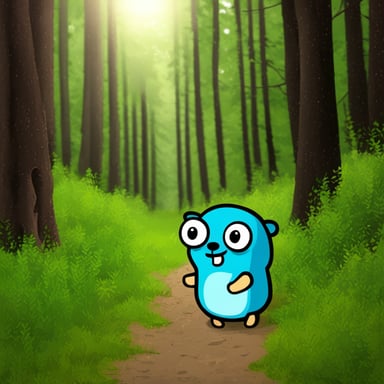Go Blue Gopher in the forest, thinking about life.