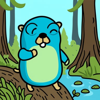 Go Blue Gopher in the forest, thinking about life.