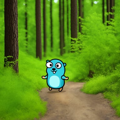 Go Blue Gopher in the forest, thinking about life.
