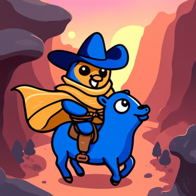 Go Blue Gopher riding horses.