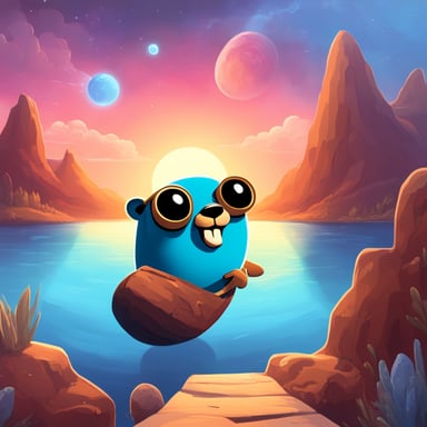In the multi-verse, Go Blue Gopher embarks on an adventure, exploring different dimensions and making friends along the way.