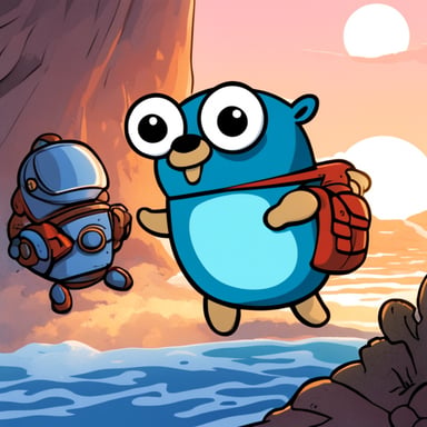 Go Blue Gopher meets Ferris the Crab in the multiverse, where they embark on an exciting adventure together.