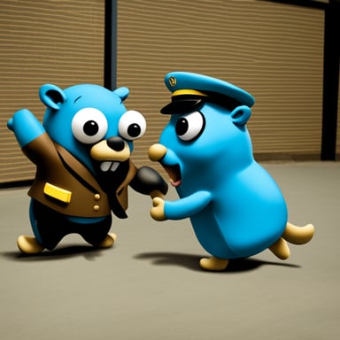 Go Blue Gopher breaking up a fight.