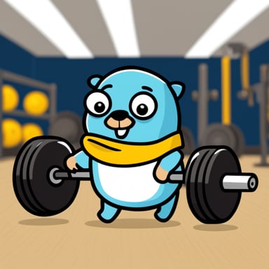Go Blue Gopher weight-lifting in the gym.