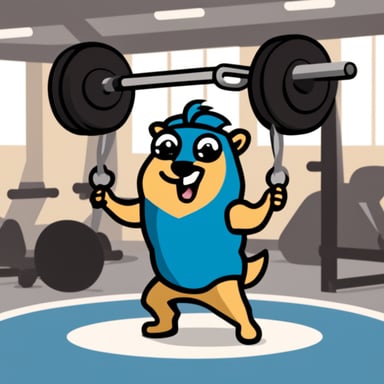 Go Blue Gopher weight-lifting in the gym.