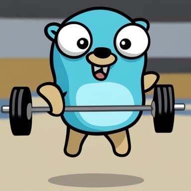 Go Blue Gopher weight-lifting in the gym.