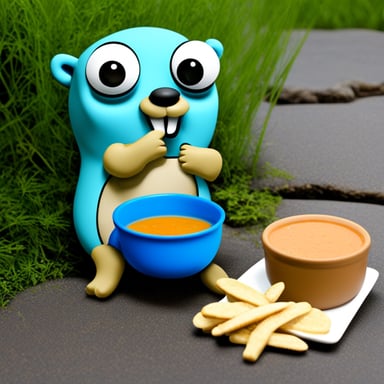 Go Blue Gopher eating a crab soup.
