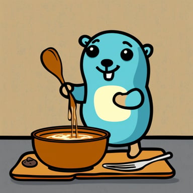 Go Blue Gopher enjoys a delicious bowl of soup, happily slurping away without a care in the world.