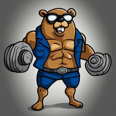 Go Blue Gopher as the bodybuilder with extreme muscles.